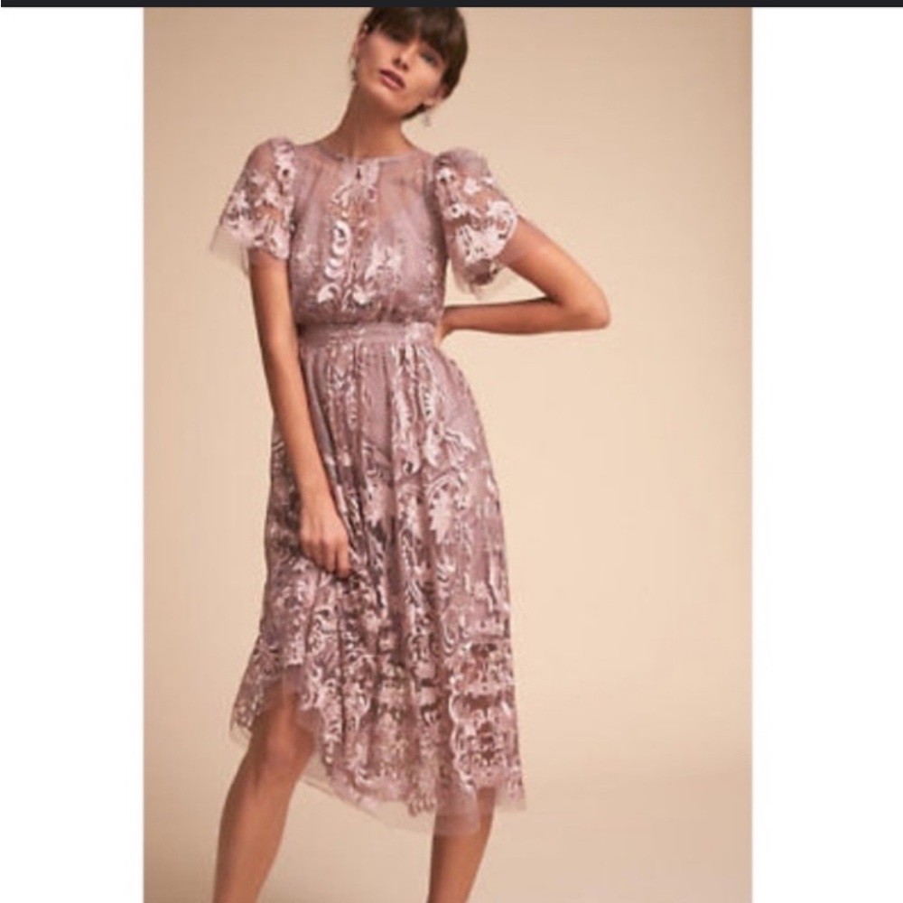 BHLDN Vivica Lace Midi Dress in Lavender - Picture 3 of 8
